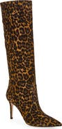 Gianvito Rossi Hansen Leopard Print Pointed Toe Suede Over the Knee Boot