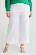 Wit & Wisdom Skyrise Exposed Button Cuffed Wide Leg Twill Pants