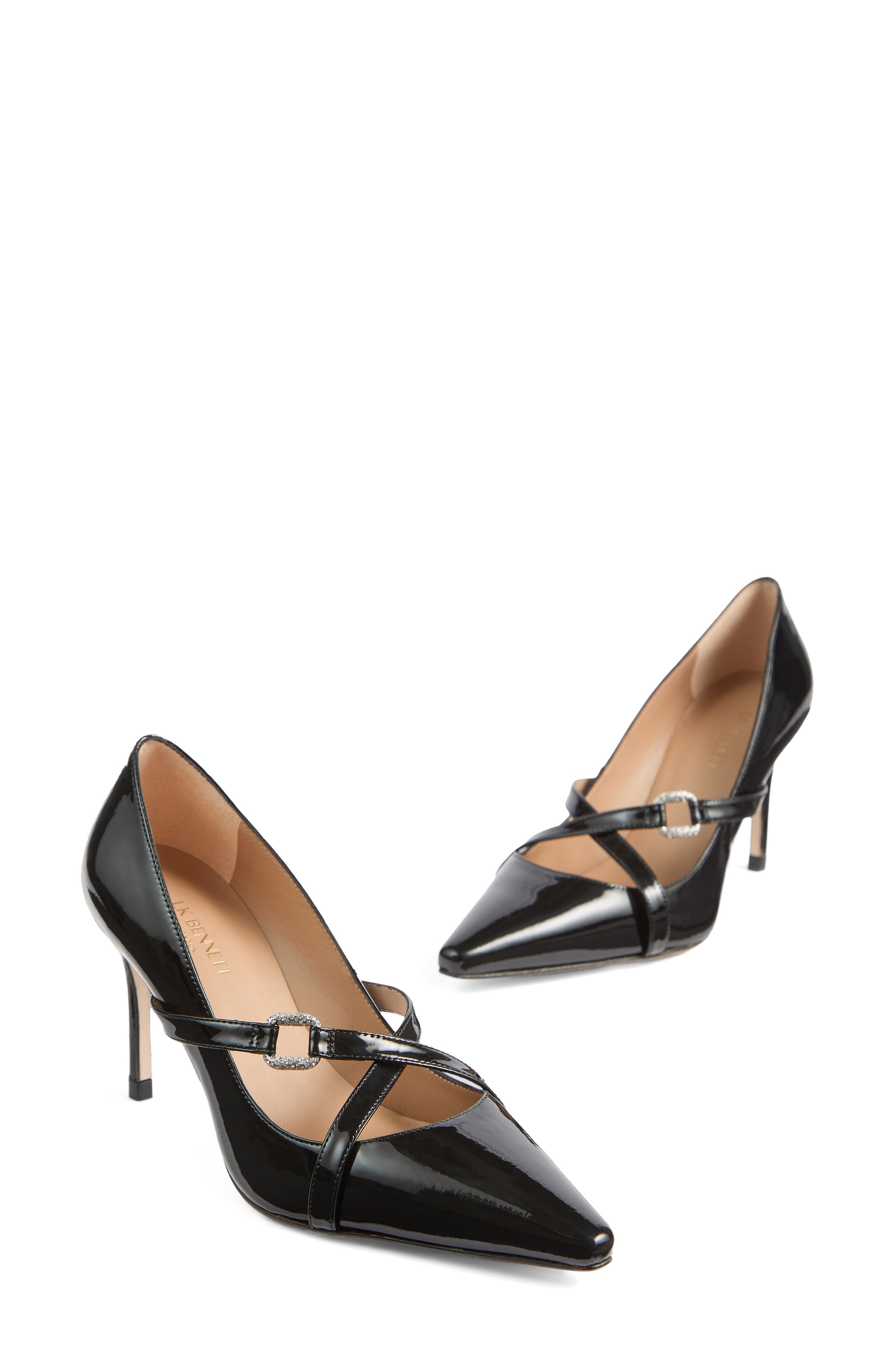 LK Bennett Christie Crystal Buckle Pointed Toe Pump, Alternate, color, 