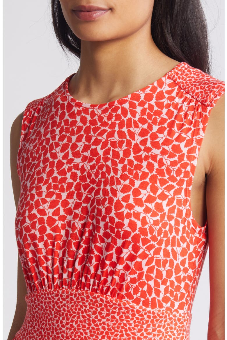 Waist Detail Sleeveless Dress, Alternate, color, POPPY RED BOTANIC SPRIG