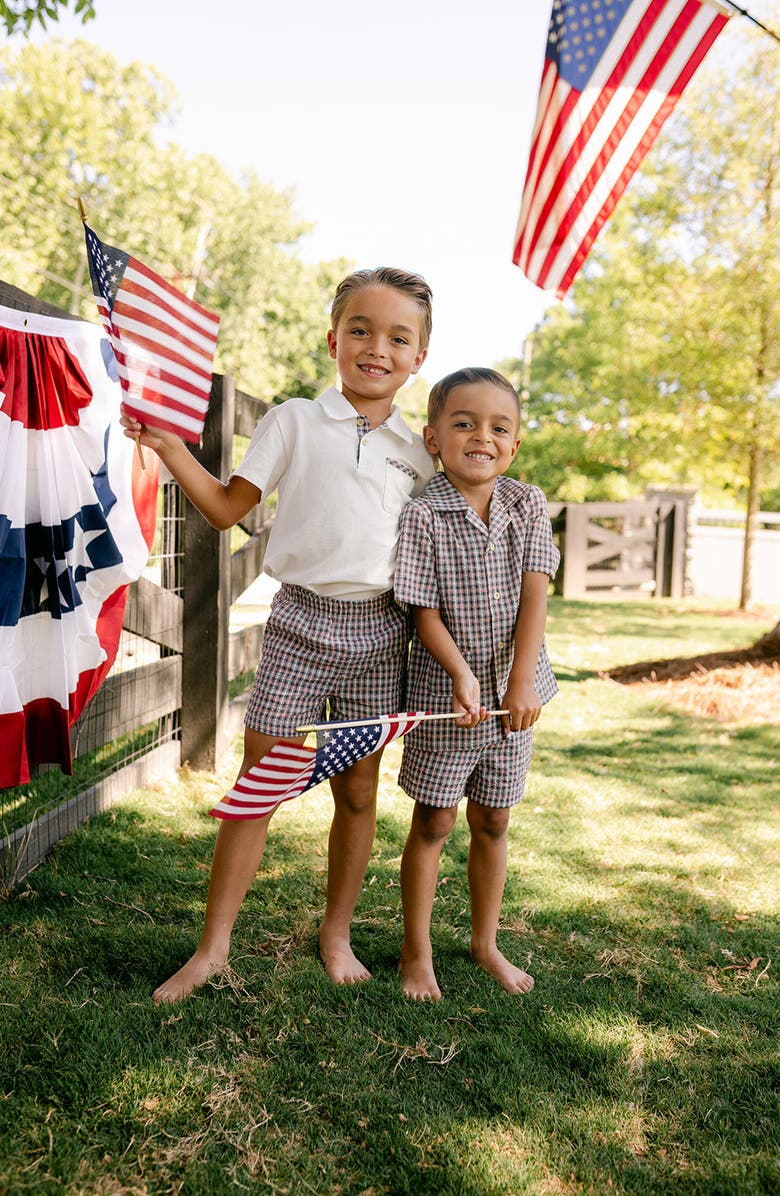 Little Paper Kids Rhodes Button Down Top, Alternate, color, Americana Plaid