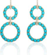 GOSHWARA Turquoise Cabochon & Diamond Circle Drop Earrings