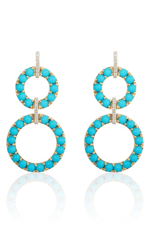 Goshwara Turquoise Cabochon & Diamond Circle Drop Earrings In Blue
