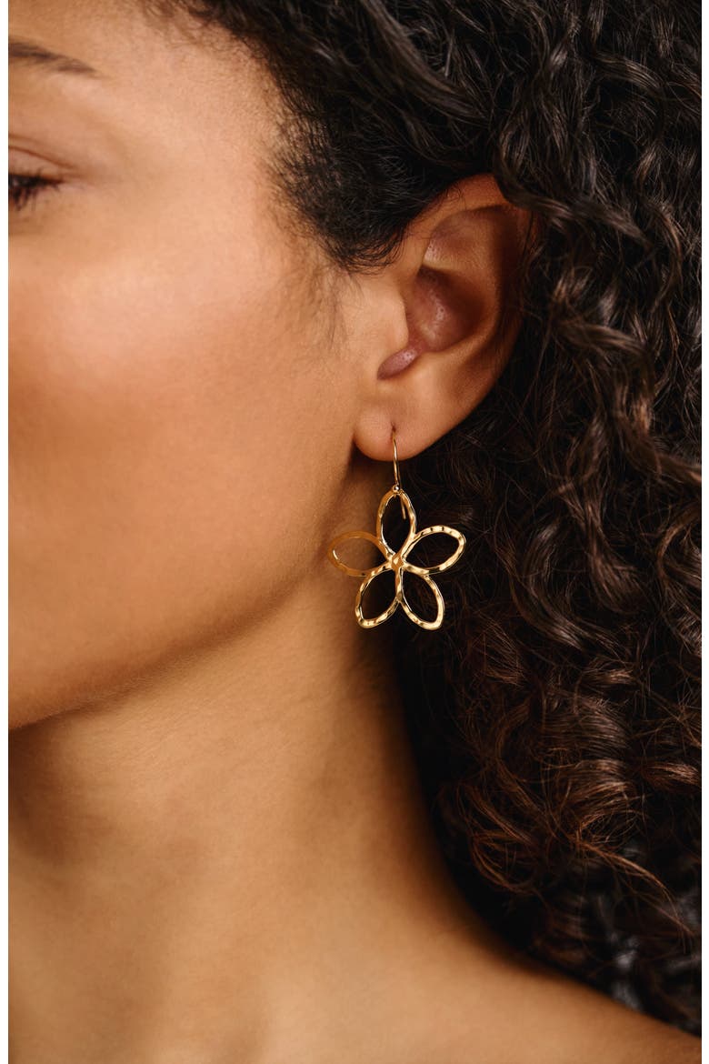 Melia Floral Drop Earrings, Alternate, color, GOLD