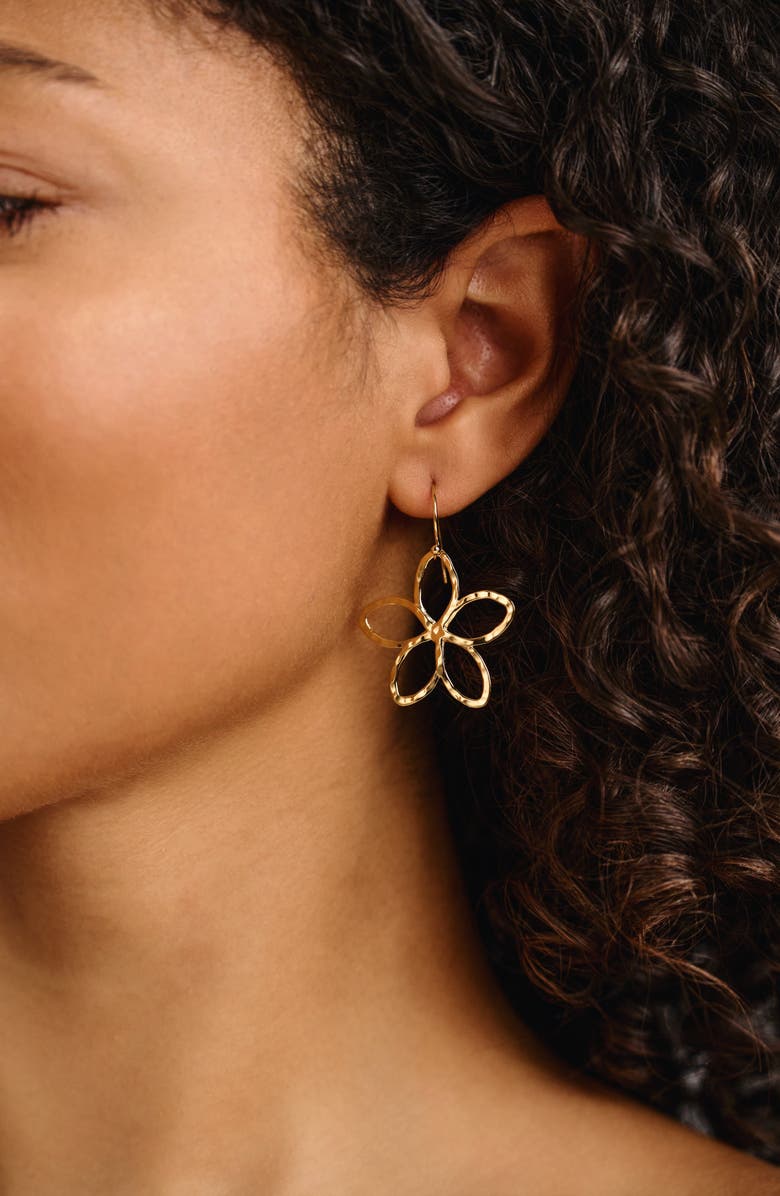 Kiara by Ki-ele Melia Floral Drop Earrings, Alternate, color, Gold