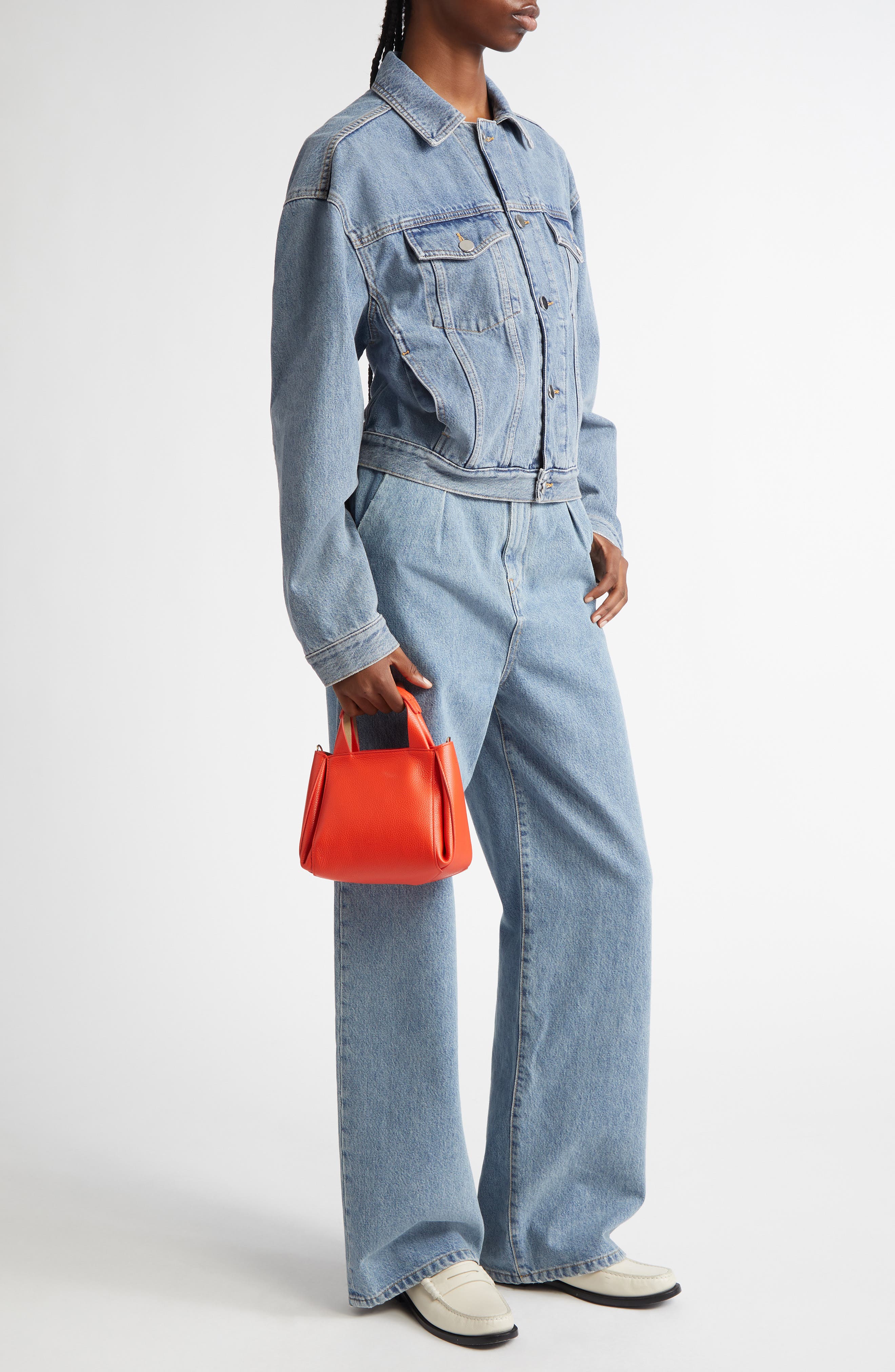 Ree Projects Mini Avy Pebbled Leather Top Handle Bag, Alternate, color, Flame