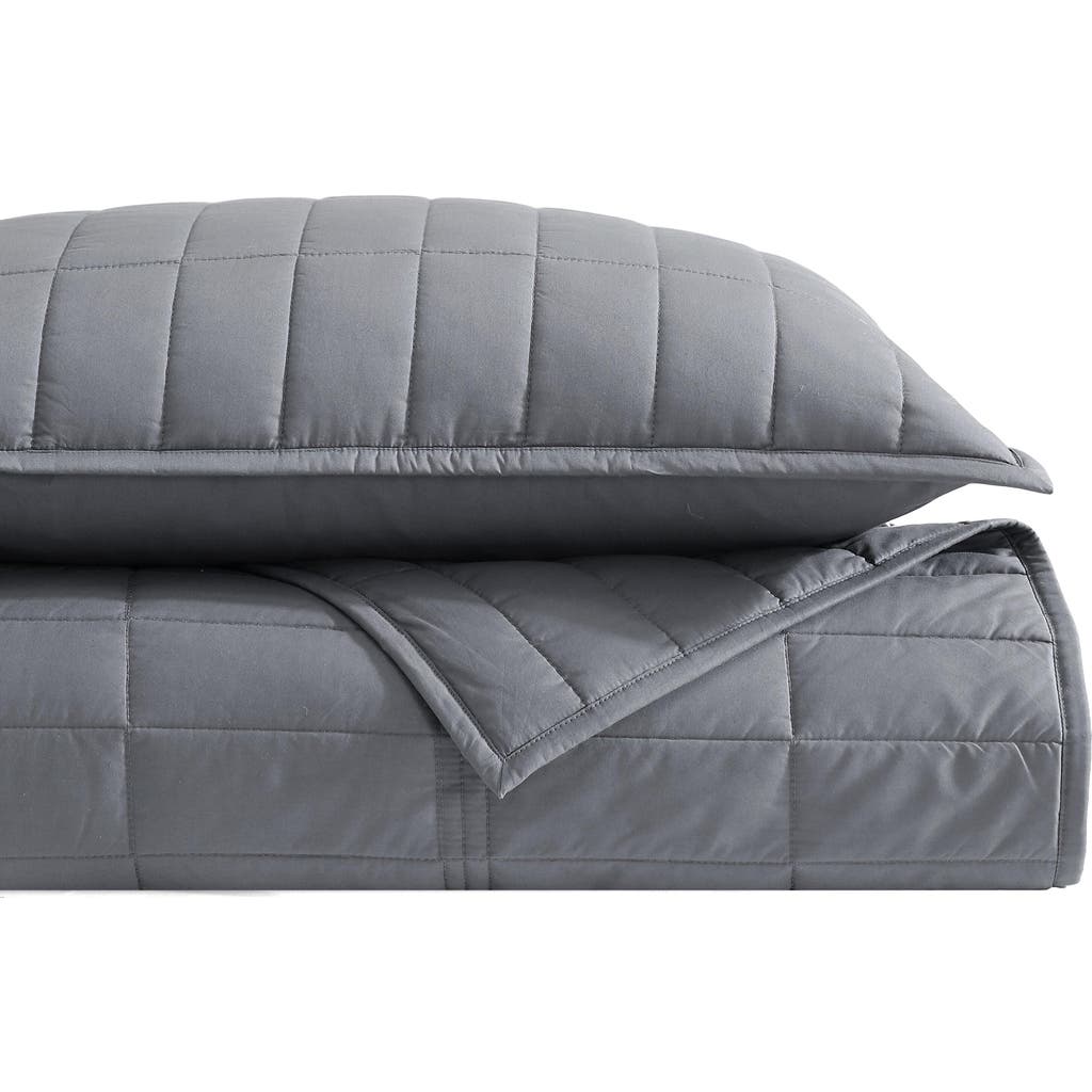Calvin Klein Washed Percale Quilt & Shams Set In Gray