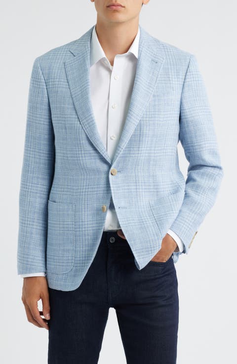 Kei Trim Fit Plaid Linen & Wool Sport Coat