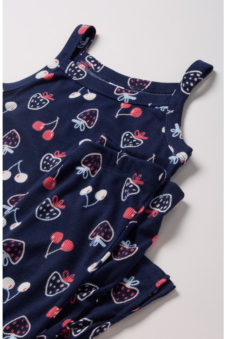 Kids' Print Rib Two-Piece Pajamas, Alternate, color, NAVY SKETCHED FRUIT
