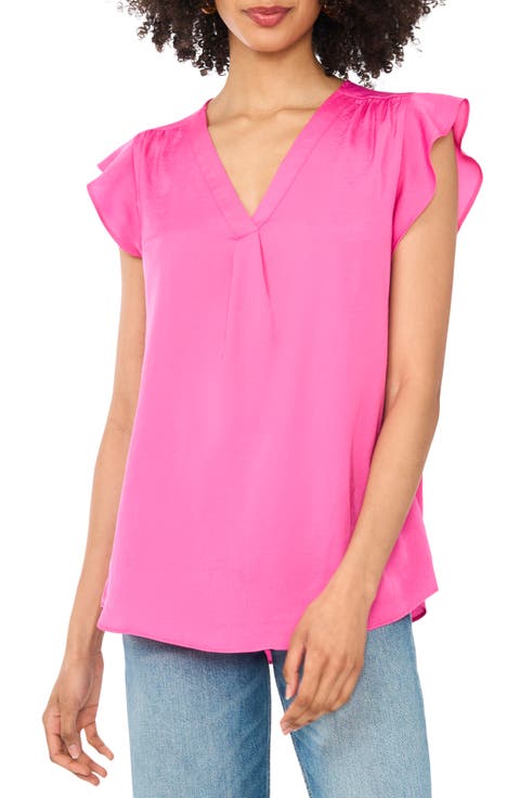 Ruffle Sleeve Satin Top