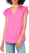 Vince Camuto Ruffle Sleeve Satin Top