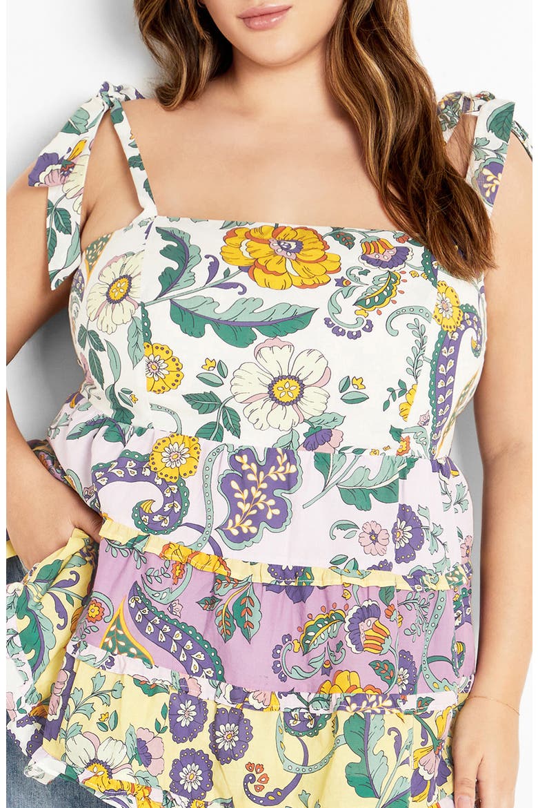 Cleo Smocked Tie Shoulder Top, Main, color, JACARANDA SPLICE
