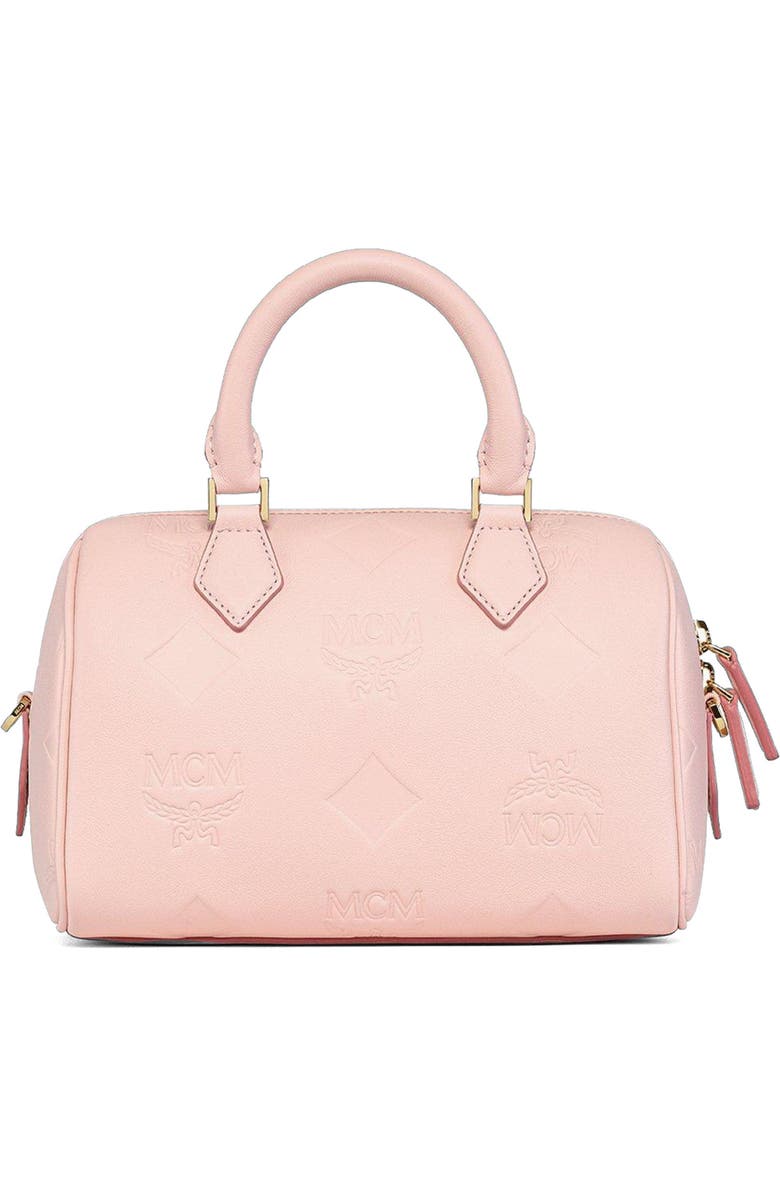 MCM Small Ella Boston Bag in Maxi Monogram Leather, Alternate, color, Lotus Pink