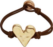 UNODE50 Brown Leather Strap With 18K Gold-Plated Heart Detail