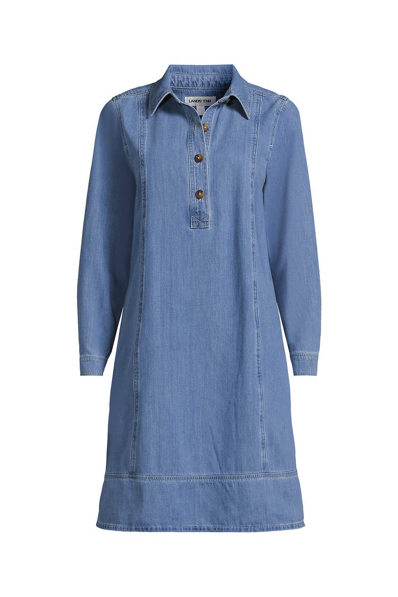 Light Weight Denim Popover At the Knee Dress, Alternate, color, Spring Blue Wash