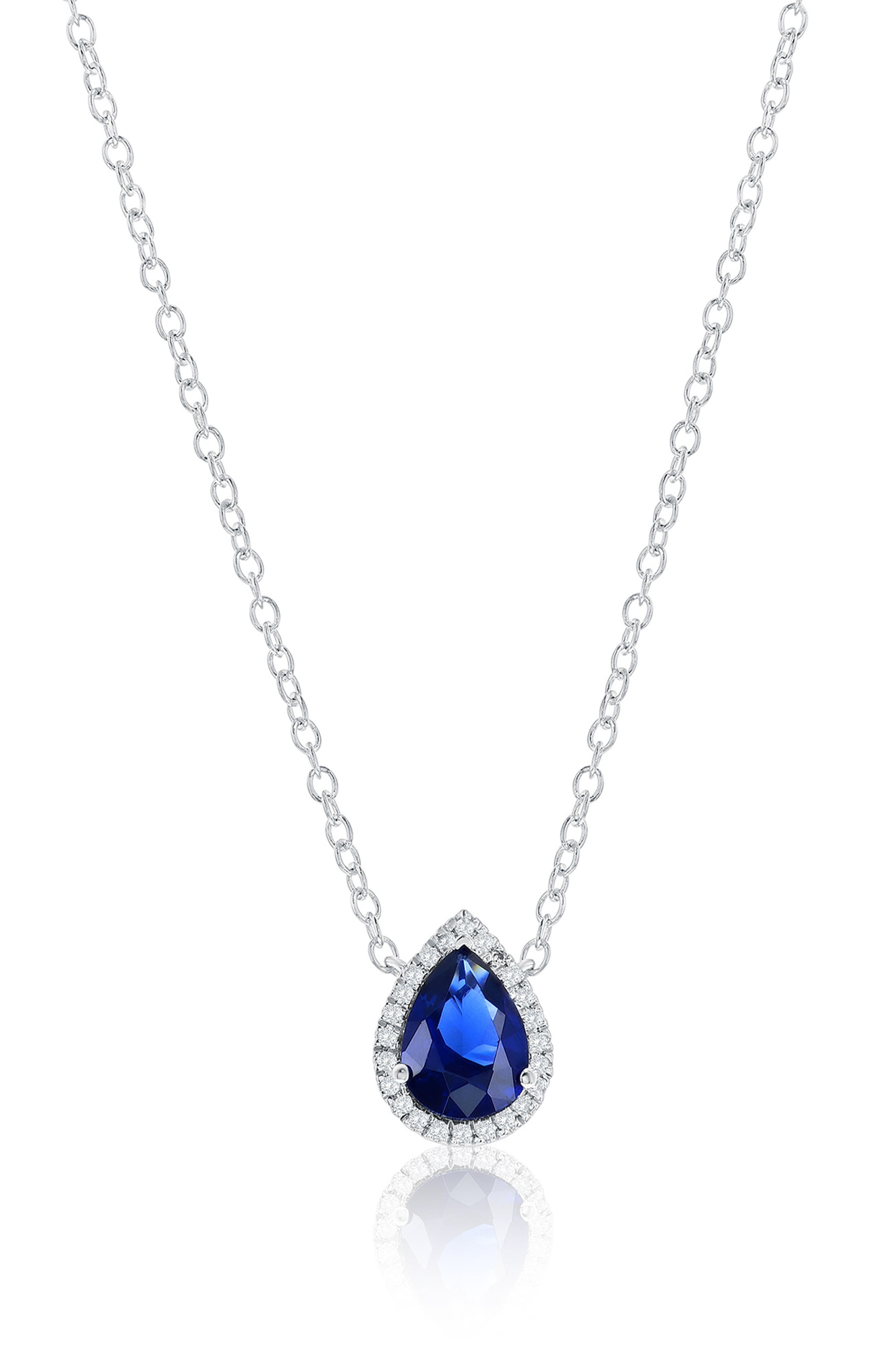 Lab Grown Sapphire & Diamond Pendant Necklace