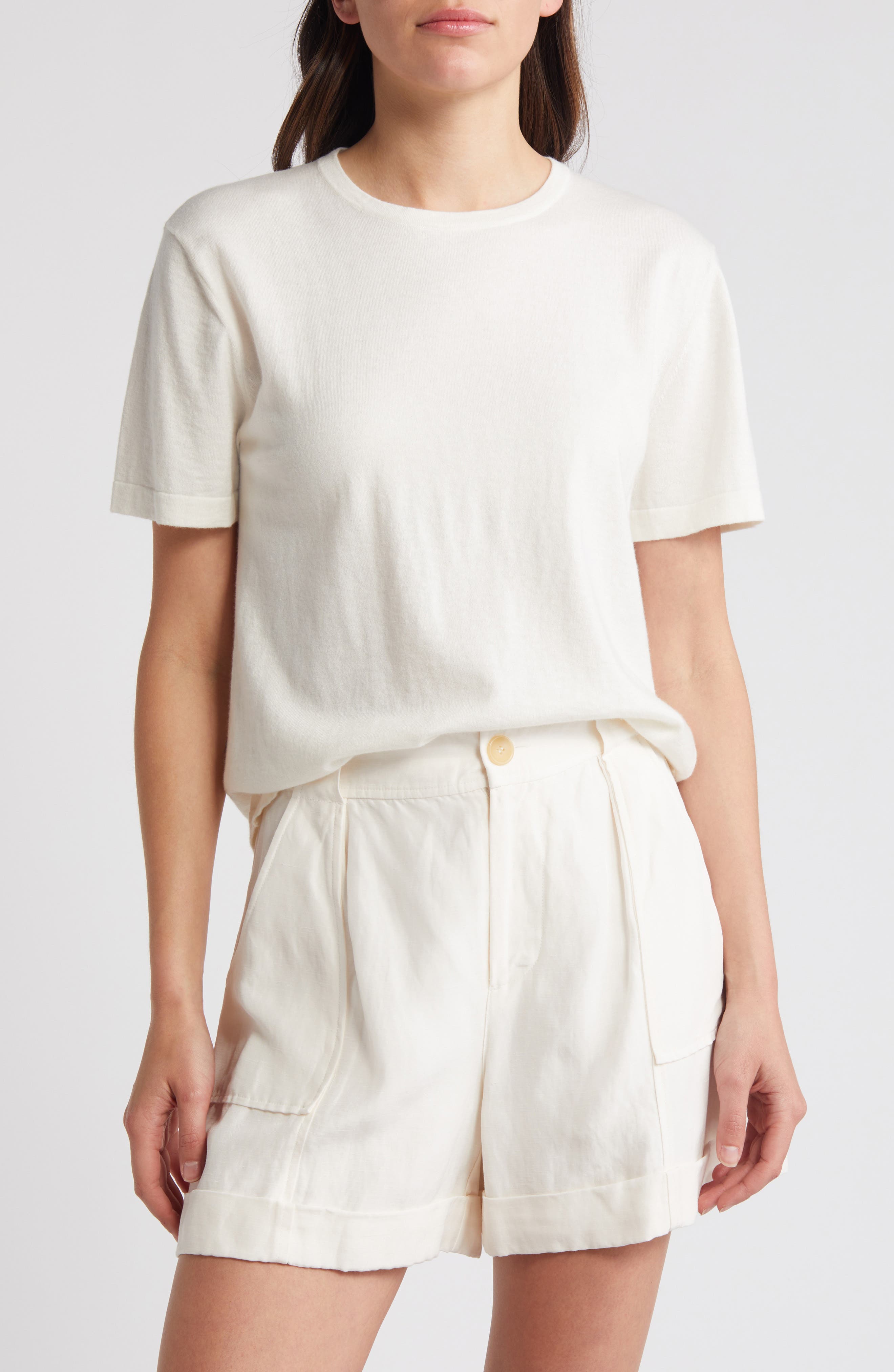 Rails Avery Short Sleeve Cotton & Cashmere Sweater