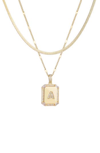 Adornia Initial Tag Pendant Necklace