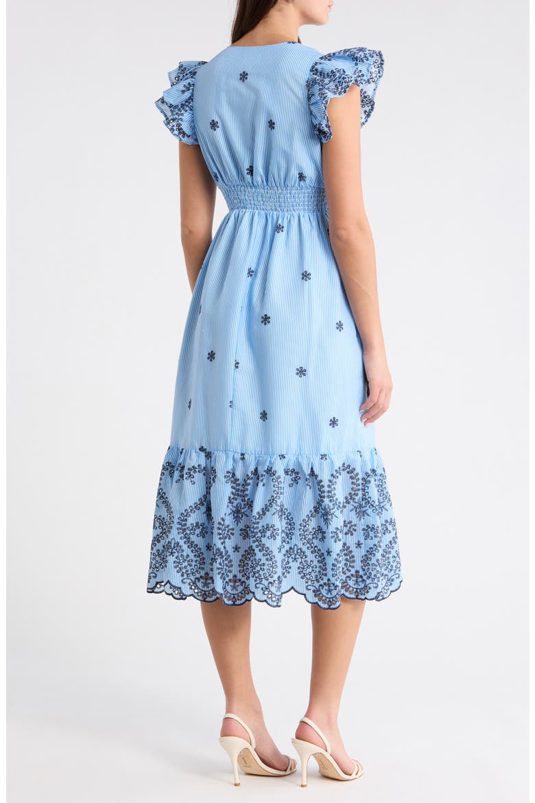 Joliet Stripe Eyelet Zayla Midi Dress, Alternate, color, BLUE-WHITE