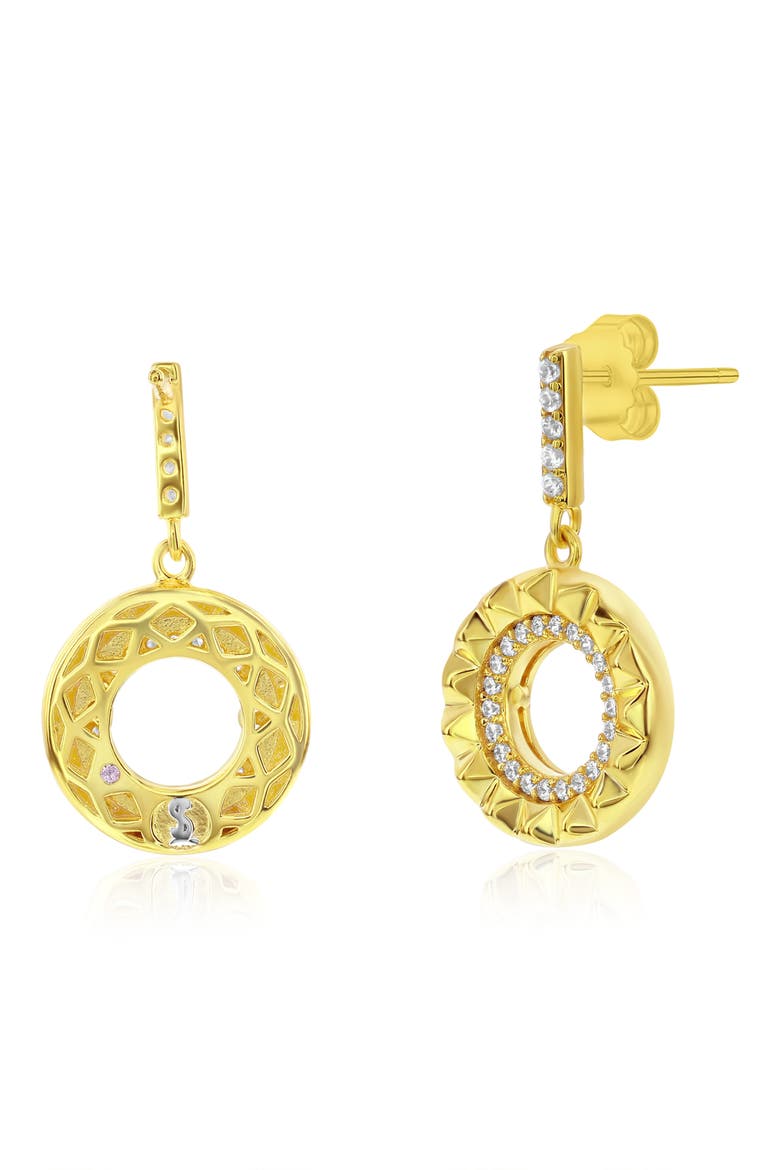 Cubic Zirconia Sunburst Drop Earrings, Alternate, color, GOLD