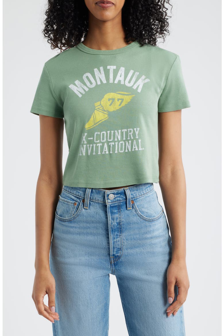 Montauk Cross Country Cotton Graphic Baby Tee, Main, color, PERIDOT