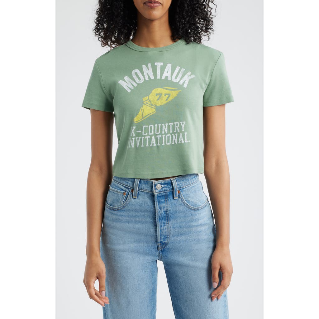 Junk Food Montauk Cross Country Cotton Graphic Baby Tee In Green