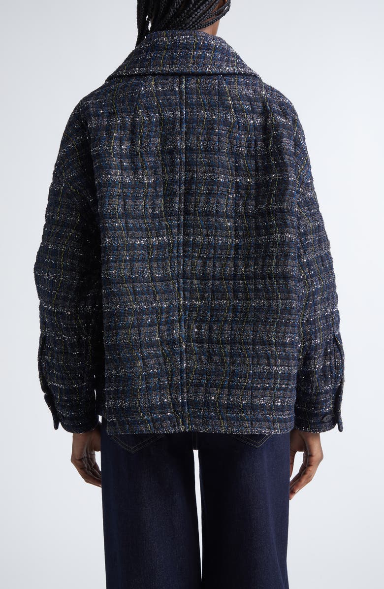 Missoni Padded Metallic Wave Check Overshirt, Alternate, color, Black And Blue