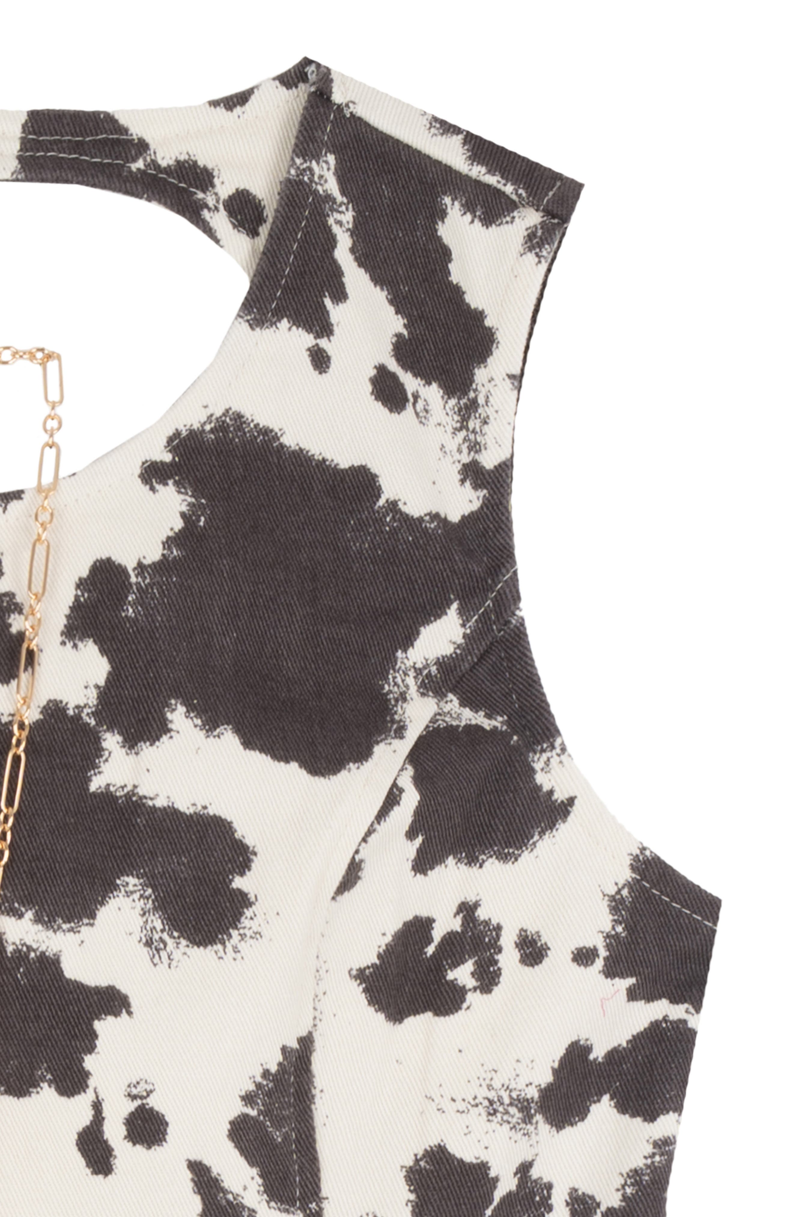 Rare Editions Kids' Cow Print Paneled Twill A-Line Dress & Necklace ...