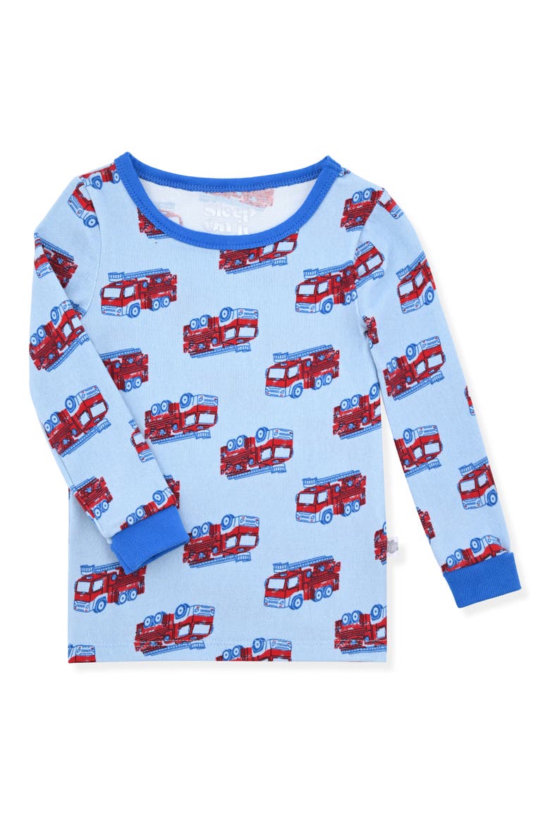 Kids' Fire Truck 3-Piece Pajama Set, Alternate, color, BLUE