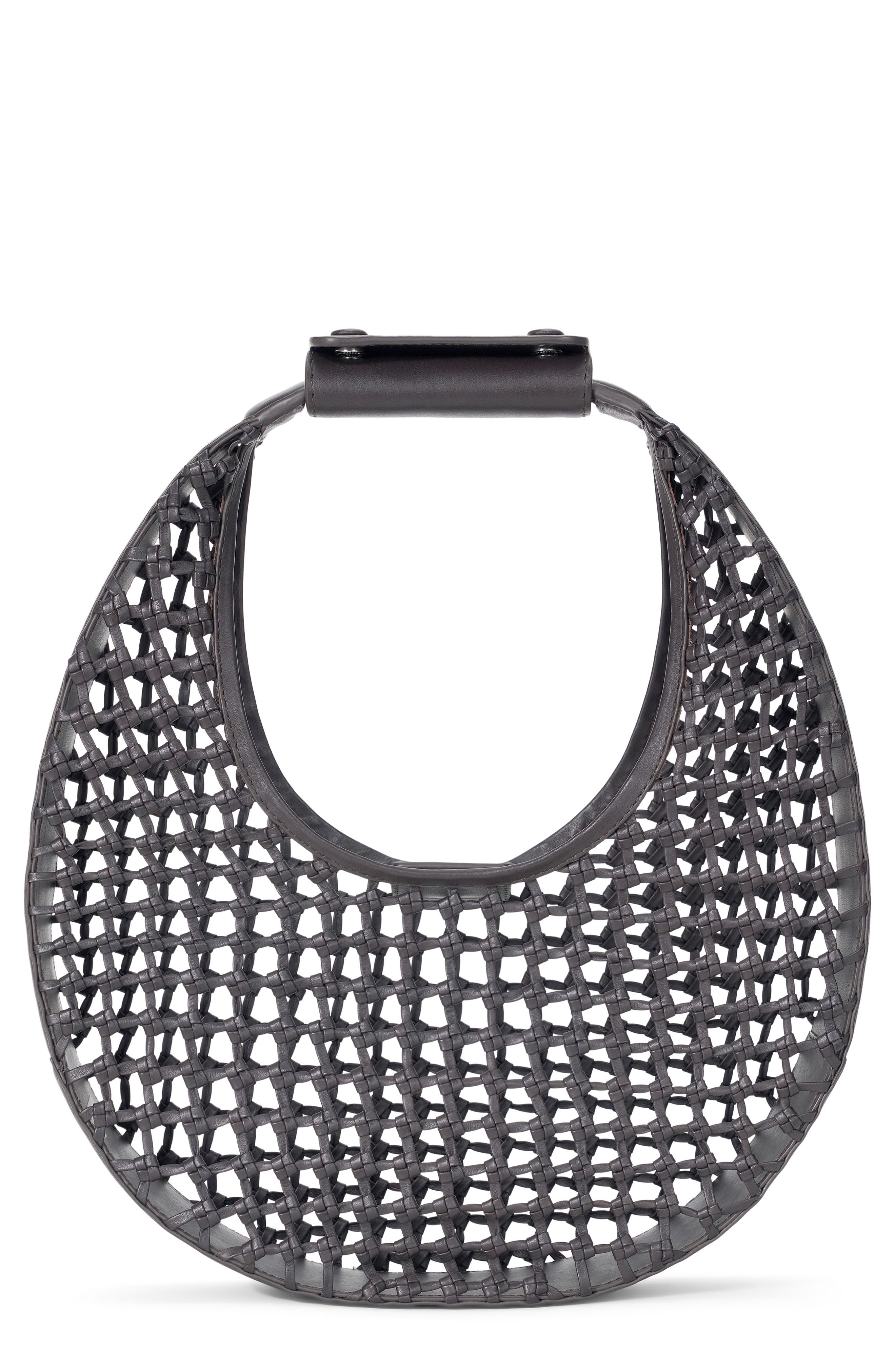 STAUD Moon Hand Knotted Leather Bag, Main, color, Espresso