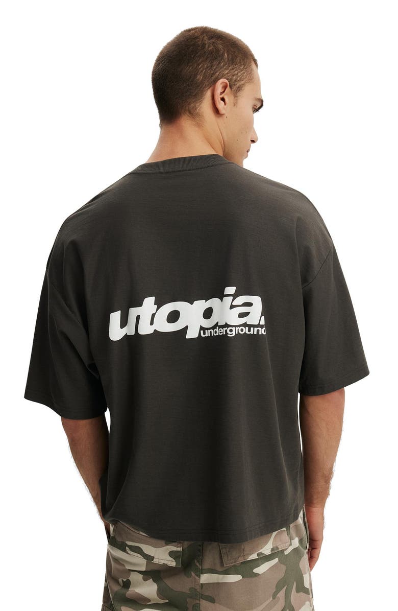 Cotton On Men's Cropped Fit Graphic T-Shirt, Alternate, color, Faded Slate  Utopia