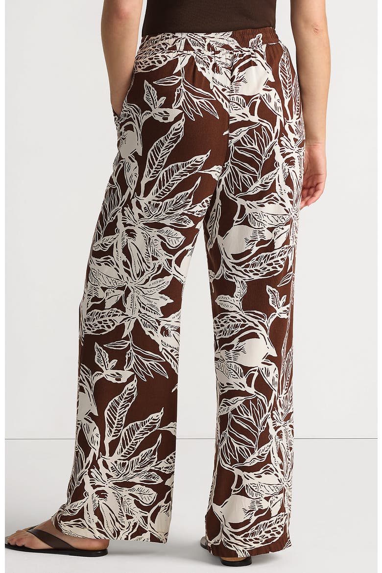 Rayon High Rise Wide Leg Pants - Set Bottom, Alternate, color, Bark/Vanilla Etched Leaves