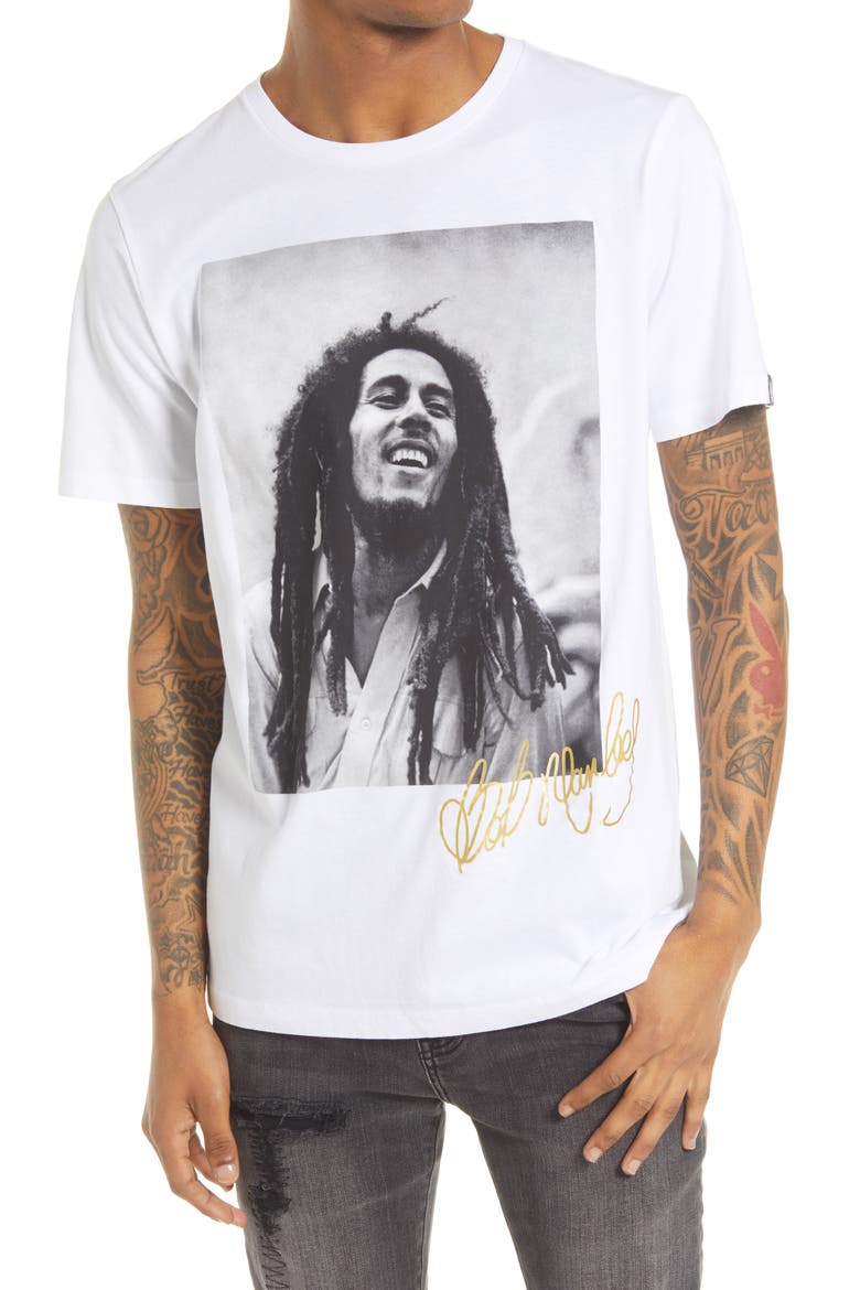 Bob Marley Men's Graphic Tee, Main, color, WHITE