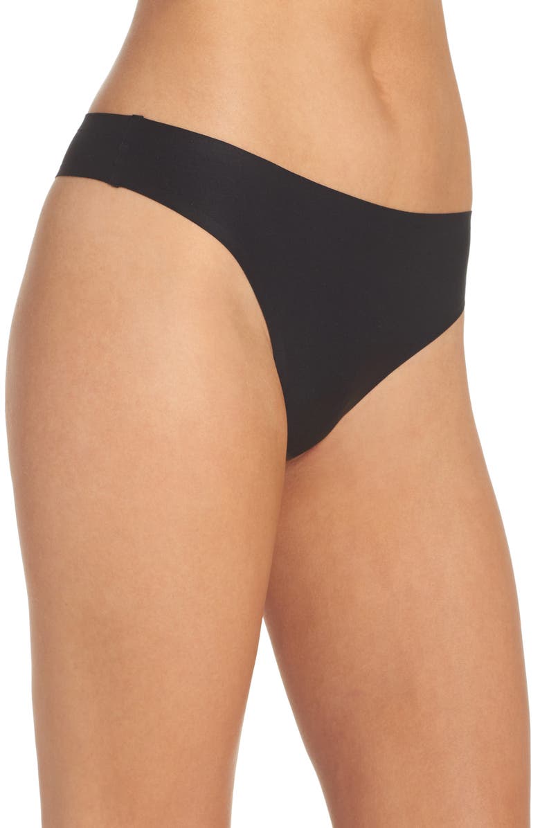 Chantelle Lingerie Soft Stretch Thong, Alternate, color, Black