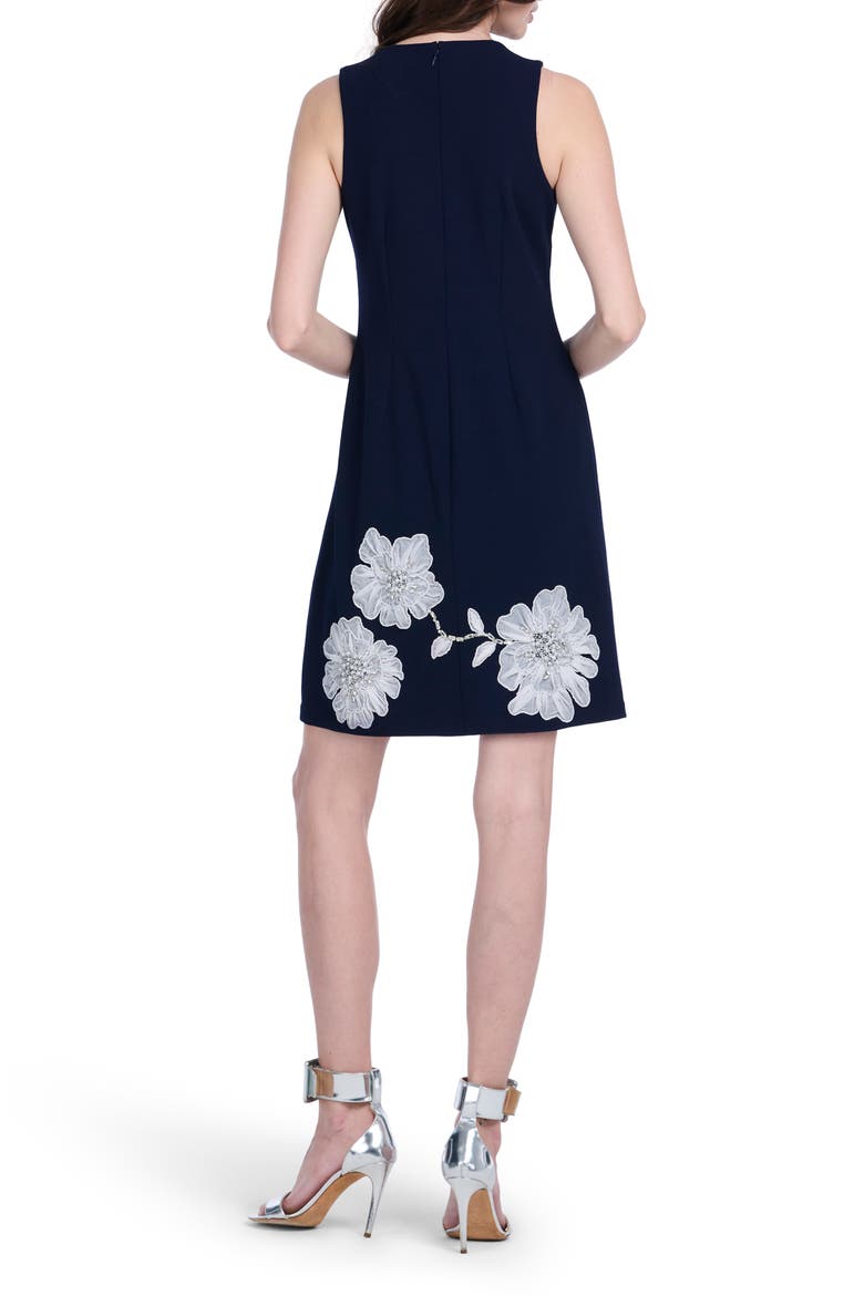 Placed Beaded Floral Appliqué Cocktail Sheath Dress, Alternate, color, BLACK