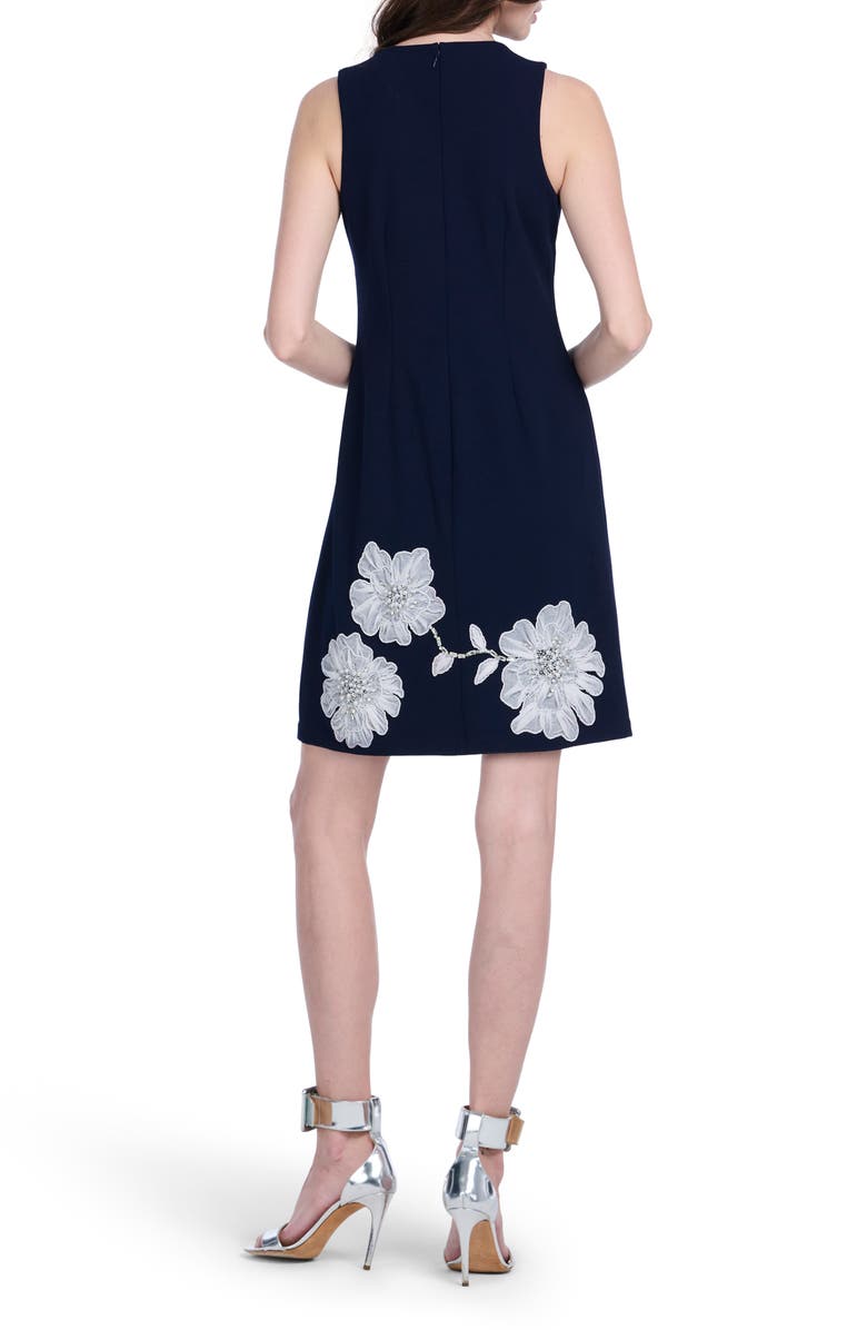 EMILY SHALANT Placed Beaded Floral Appliqué Cocktail Sheath Dress, Alternate, color, Black