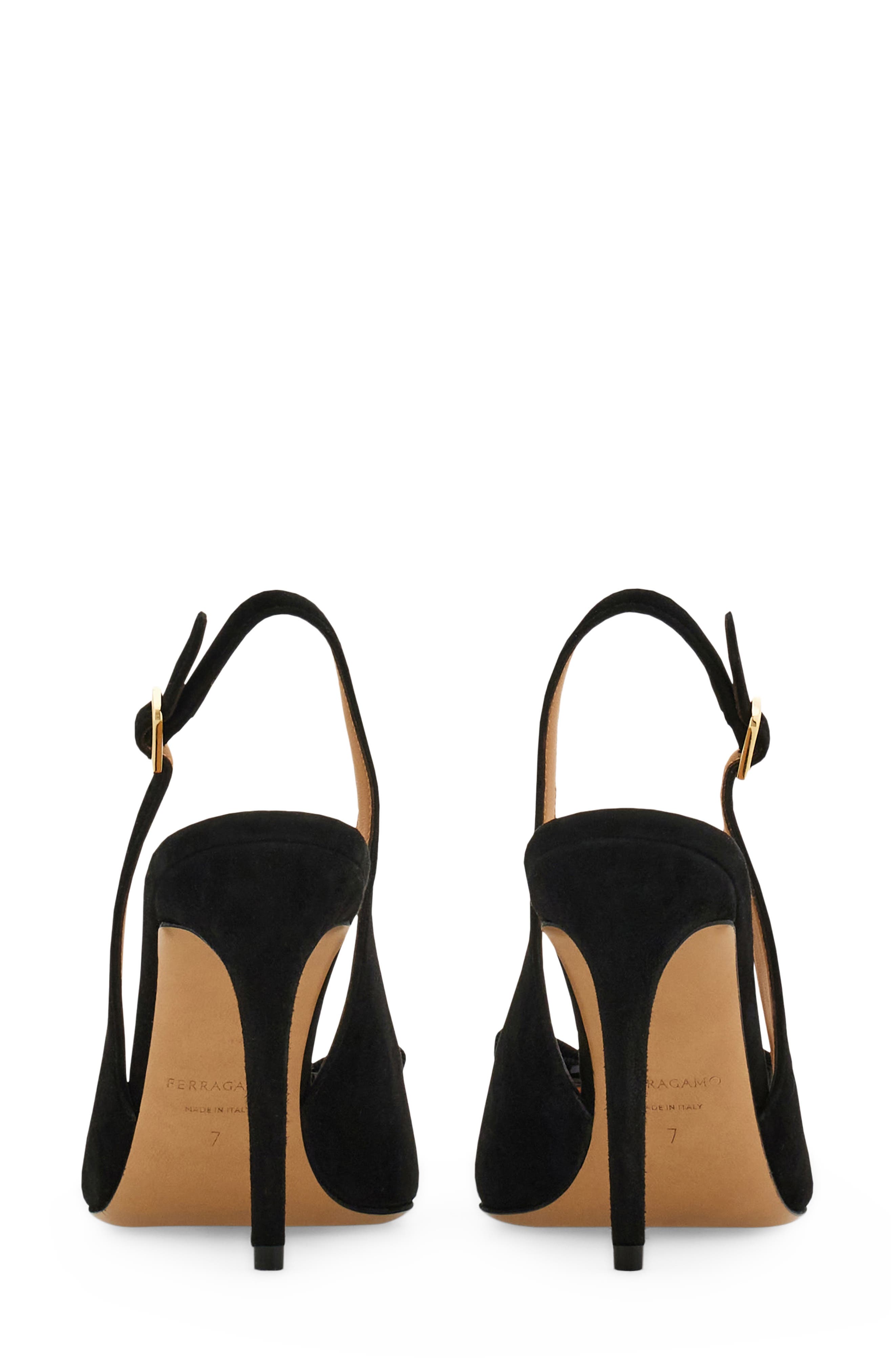 FERRAGAMO Vara Bow Slingback Stiletto Pump, Alternate, color, Nero