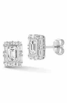 Emerald Cut Moissanite Stud Earrings
