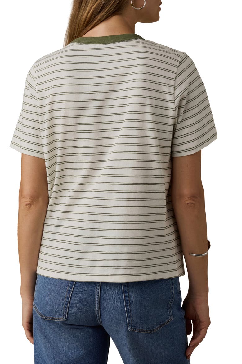 Sunwashed Essential Cotton T-Shirt, Alternate, color, FOUR LEAF CLOVER MINI STRIPE