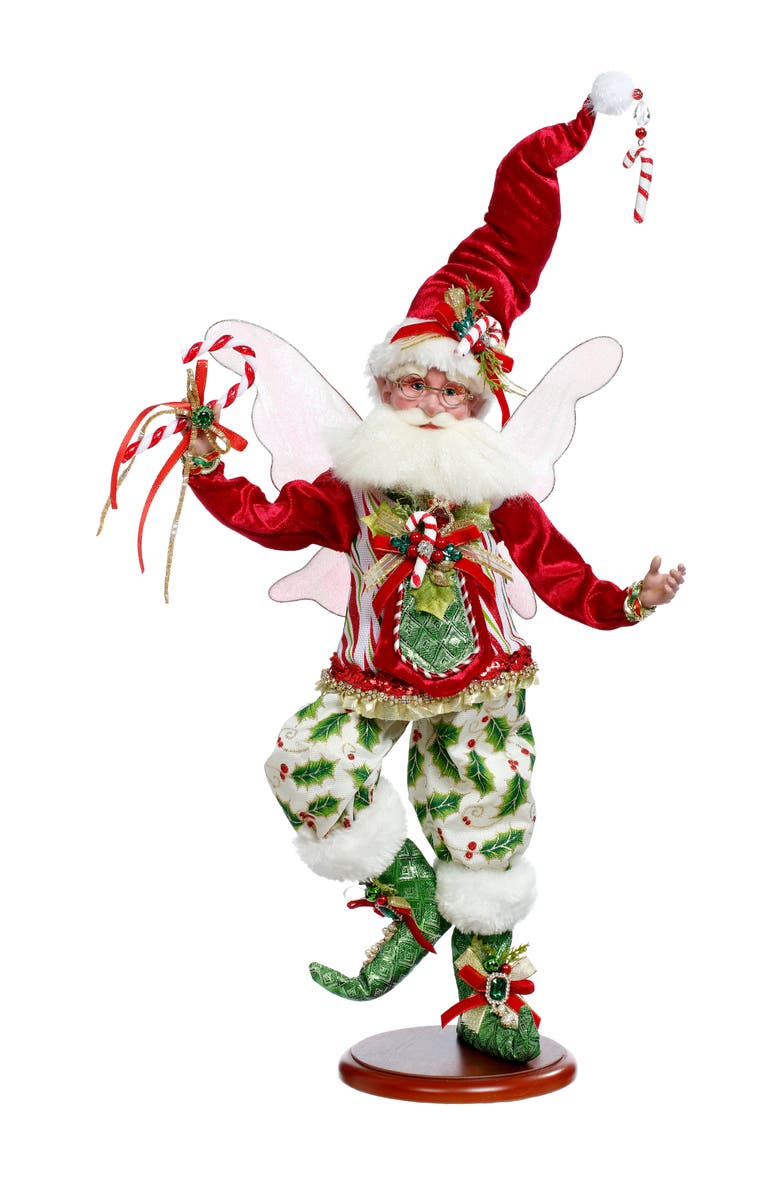 Mark Roberts Candycane Holly Fairy on Base, Main, color, Red