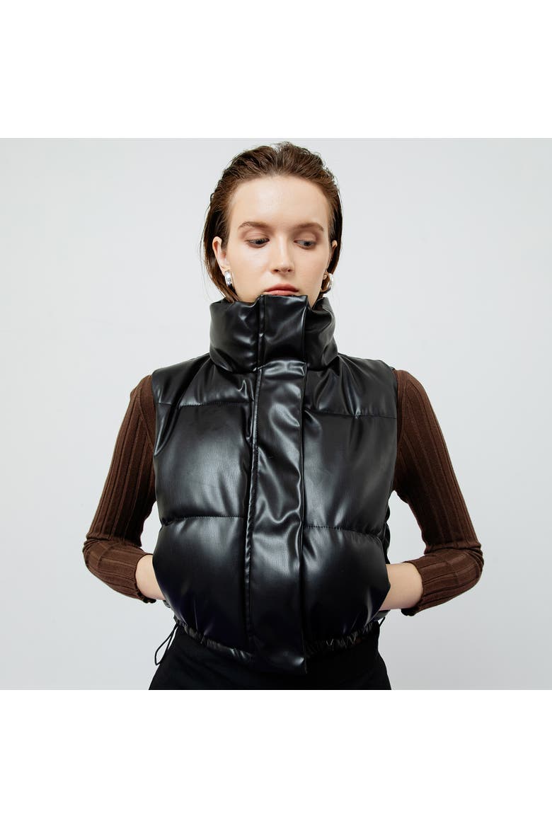 Riley Quilted Leather Vest, Alternate, color, Black