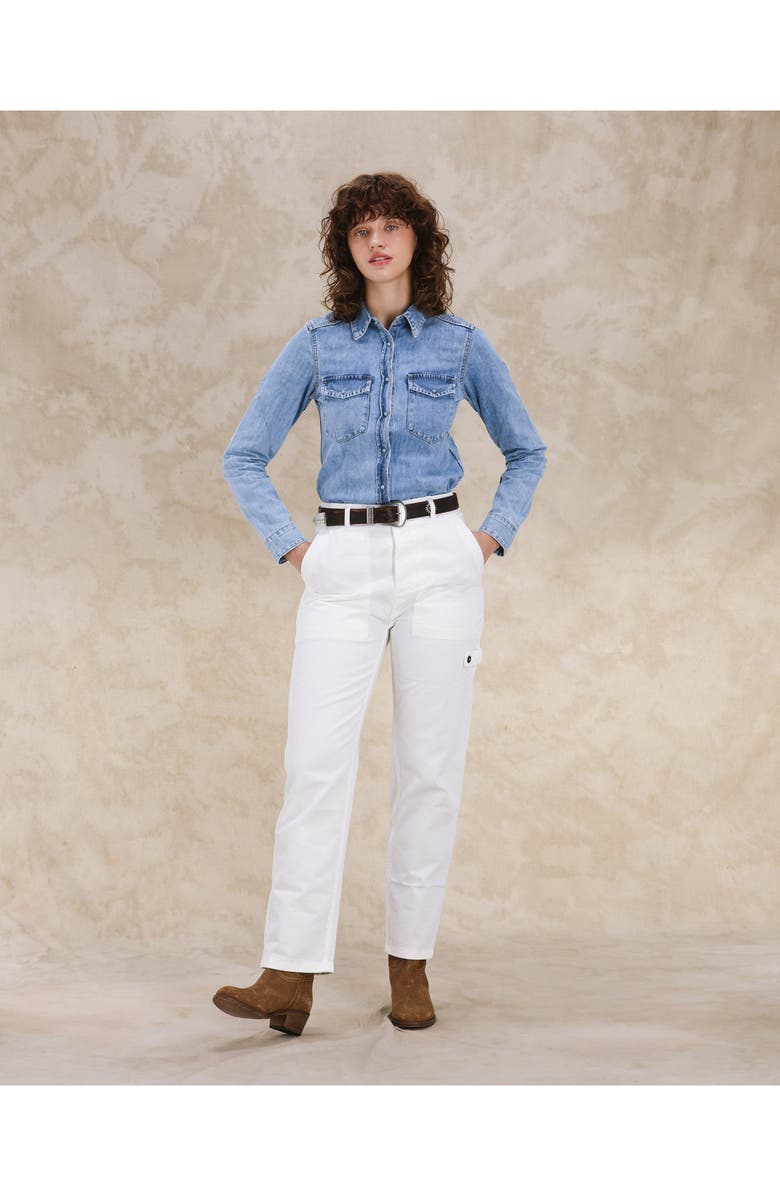 Fortela Brigitte Slim Fit Bleach Wash Denim Shirt, Alternate, color, Pale Blue