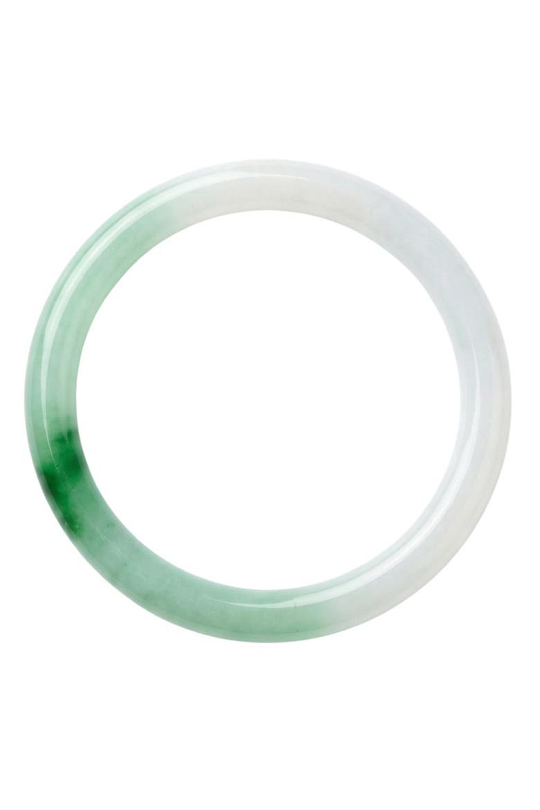 Koi Mottled Round Jade Stone Bangle, Alternate, color, Light Green