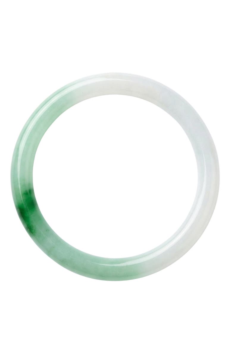 seree Koi Mottled Round Jade Stone Bangle, Alternate, color, Light Green