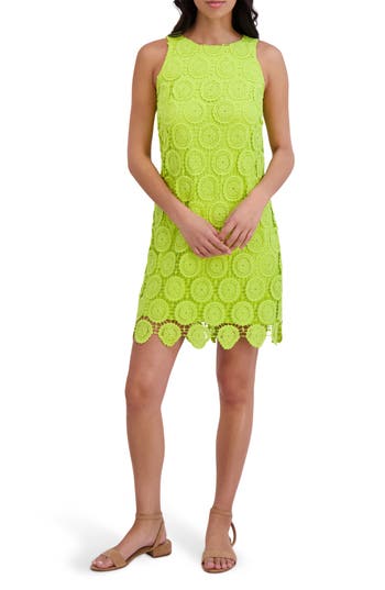 London Times Lace Shift Dress In Lime