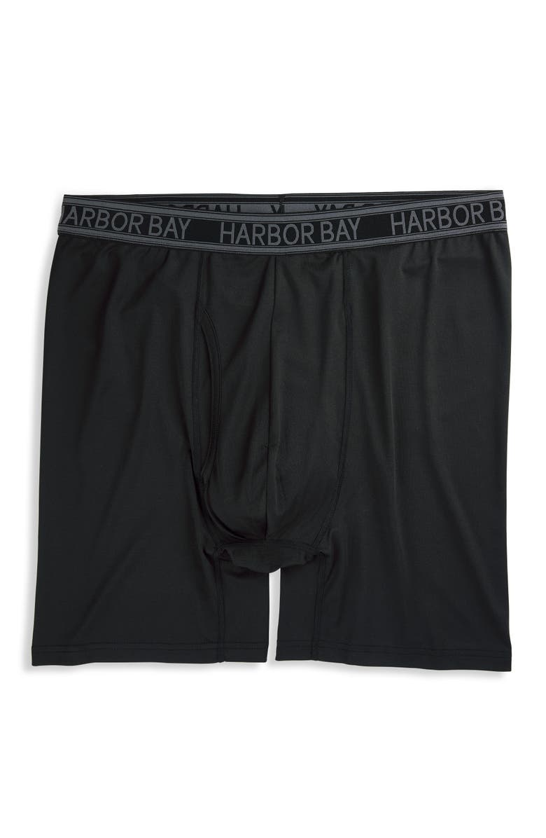 Harbor Bay by DXL Tech Stretch Solid Boxer Briefs, Main, color, Black
