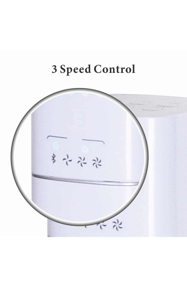 Optimus 48 Inch Pedestal Tower Fan with Remote Control, Bluetooth and LED, Alternate, color, White