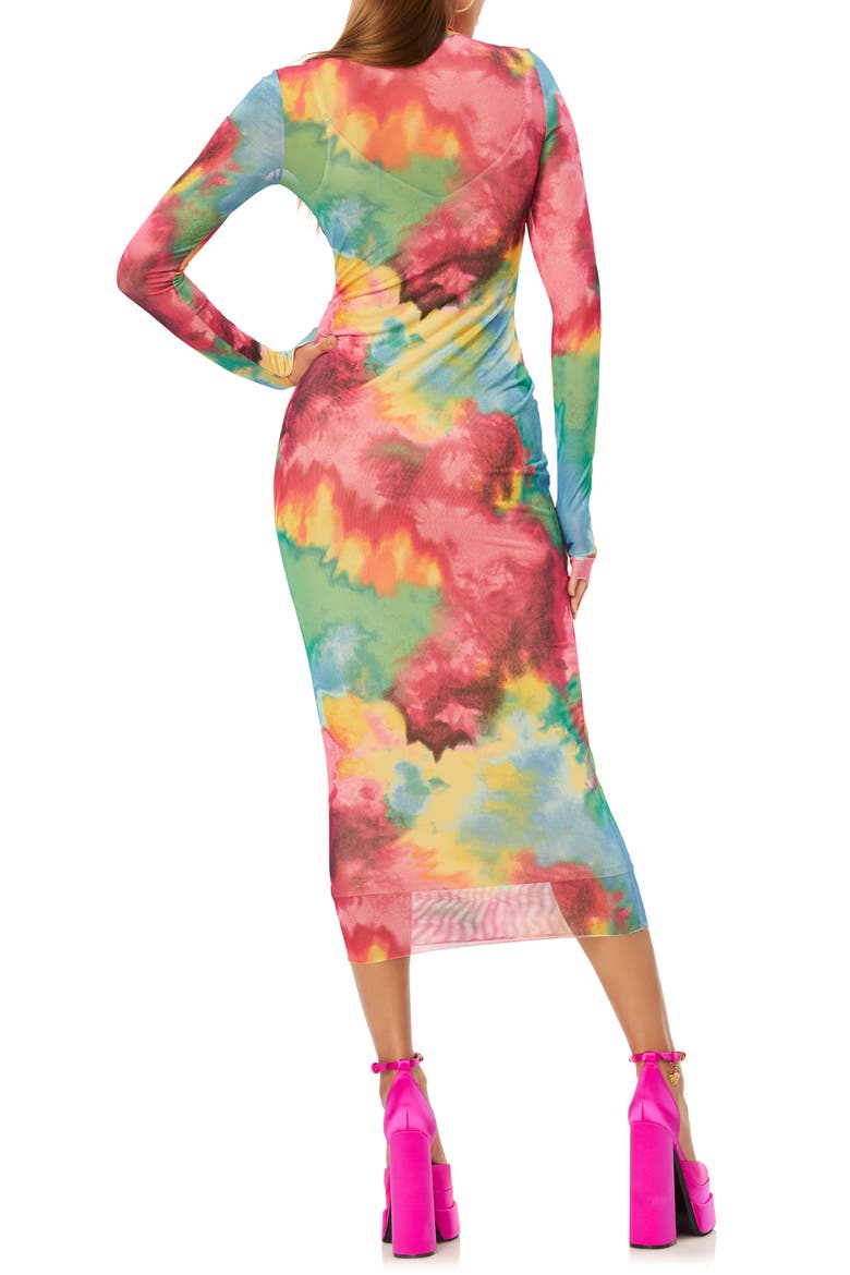 Shailene Long Sleeve Mesh Dress, Alternate, color, SPRING MULTI TIE DYE