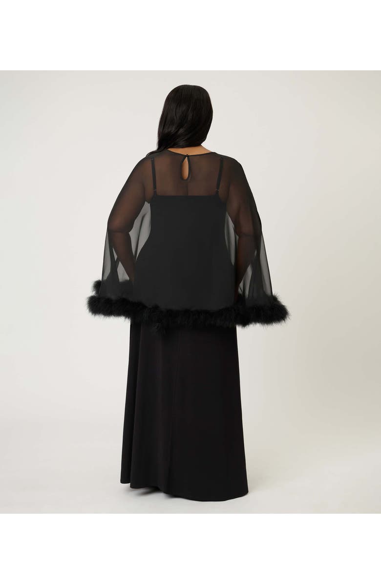 Smak Parlour Plus Size Cape Maxi Dress, Alternate, color, Black