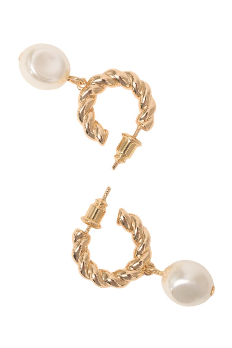 Twisted bead hoop earrings, Alternate, color, Gold